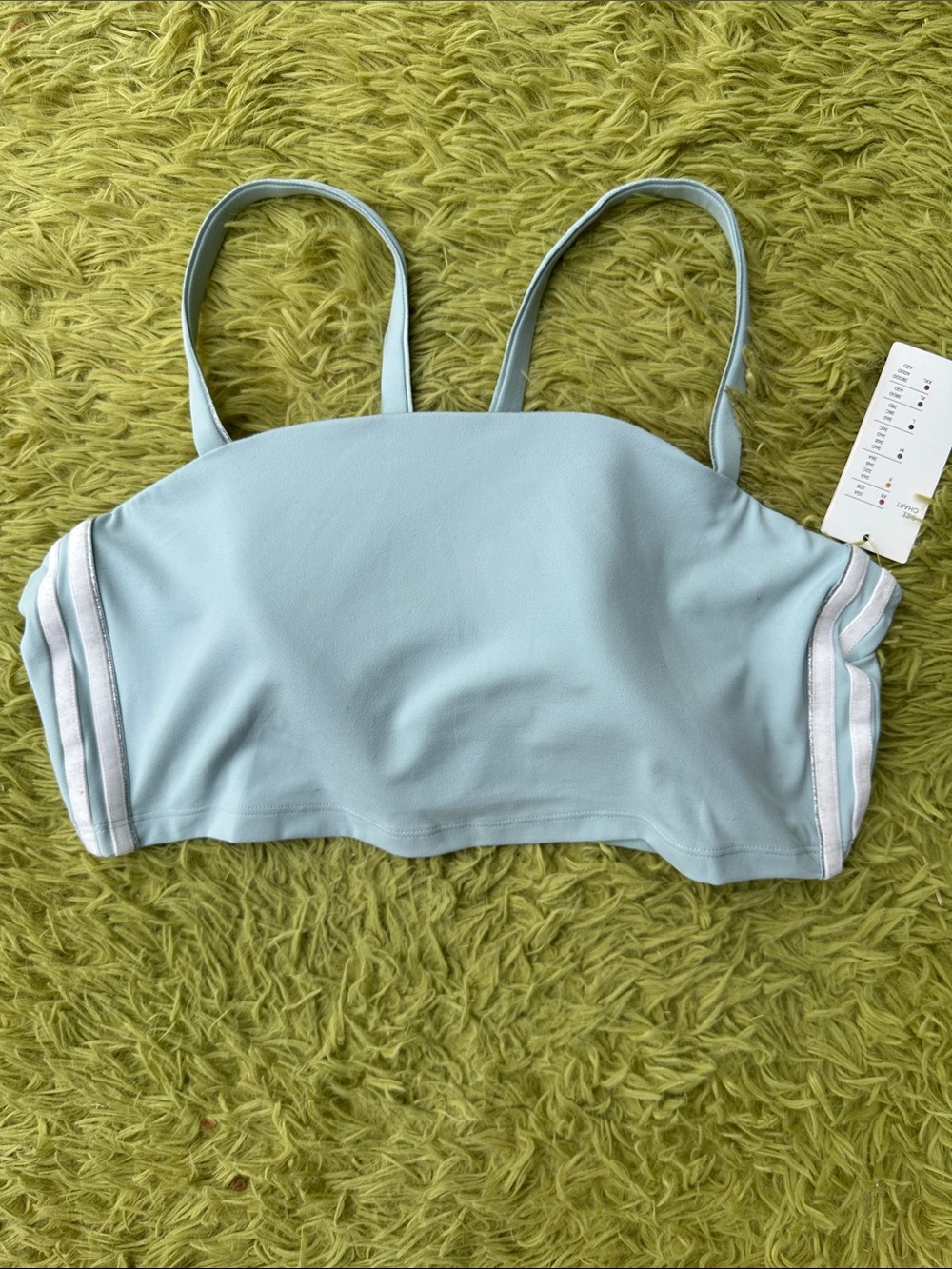 Light Aqua Blue Athletic Bralette with White Stripe Detail - NWT (XL)